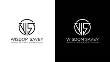 WS initial letter icon logo design on white and black background template element vector