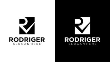 letter R check logo icon design in square template vector