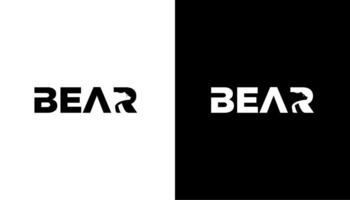 initial letter R negative space text bear logo design template vector