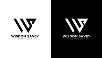 WS initial letter icon logo design on white and black background template element vector