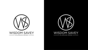 WS initial letter in round logo design template element vector