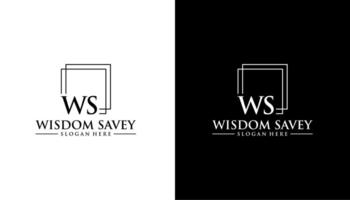 WS initial letter in square logo design template element vector