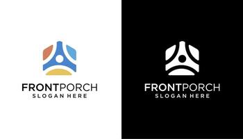 Front Porch comunity Modern House logo with black and white background vector