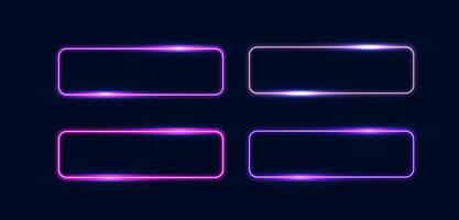 illustration of neon rectangle frame or glowing frame lights, blue, red, green, and yellow. Abstract futuristic geometric shape and line vector