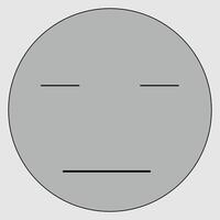 A simple face represent bored feeling, grey and black circular face, bored emoji expression, suitable for social media and chat and icons, good for print material and character design and signs vector