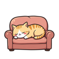 cute cat sleeping on top of a sofa png