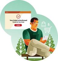 Complete order confirm with mobile payment vector