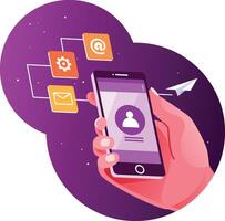 Send mail using a smartphone vector