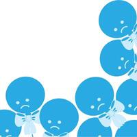 Circle balloons in ribbon with sad faces Corner frame border Copy space. Greeting or card template. Isolated illustration Cards, poster, leaflet, banner, brochure, price tag, label or web idea vector