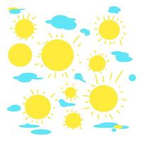 Sun rises in the summer, so much suns clouds with good vibes vector