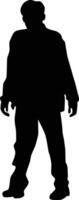 Man posing like zombie silhouette vector