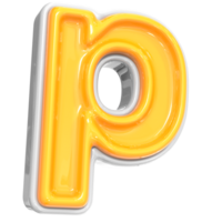 White With Yellow Font p 3D Render png