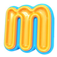 Blue With Yellow Font m 3D Rendering png