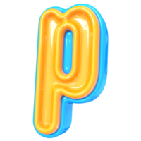 Blue With Yellow Font p 3D Rendering png