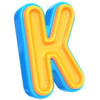 Blue With Yellow Font K 3D Render png