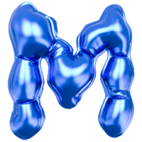 Balloon M Font Blue 3D Render png