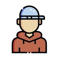 a man wearing a cap and hoodie vector