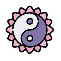 yin yang symbol with flower and sun in the background vector