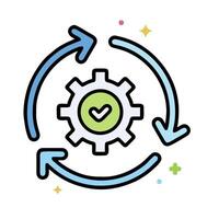 a gearwheel with arrows and a check mark vector