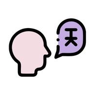 a person with a speech bubble and a chinese character vector