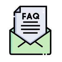 faq letter in envelope illustration design vector