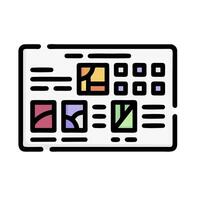a line drawing of a web page with various colors vector