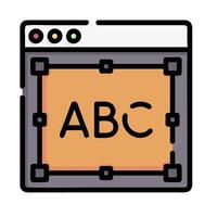 a computer screen with the word abc on it vector