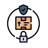 A box with a padlock and a lock icon vector