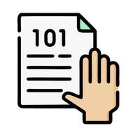 Hand holding a document with a 1011 on it vector