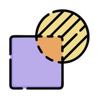 a square and a circle with a line on it vector