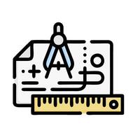 a ruler and a compass are on top of a piece of paper vector