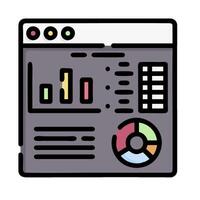 a computer screen with a graph and bar chart vector