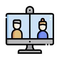 call with two people on a computer screen vector