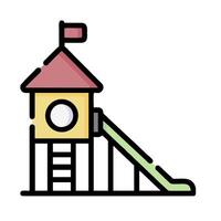 a playground slide and a house icon vector