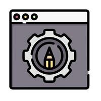 a computer with a clock and gears inside vector