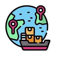 a globe with boxes and a map vector