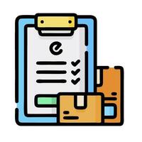 a clipboard with a check mark and a paper vector