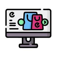 a computer monitor with a shopping bag on it vector