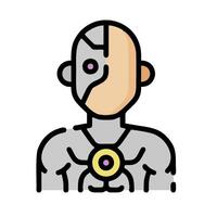 a robot man with a yellow heart on his chest vector