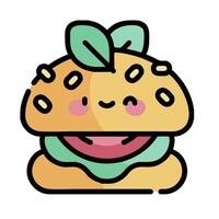 a hamburger with a green leaf on it vector