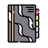 a notebook with colorful pages and a pen vector