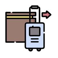 a suitcase and a wallet are shown in a line vector