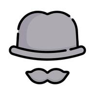 a hat and mustache icon on a white background vector