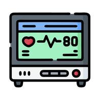 an icon of a monitor with a heart rate monitor vector