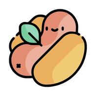 a cartoon peanut with a leaf on it vector