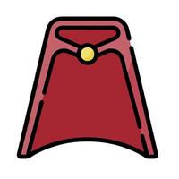 a red cape with a yellow button on it vector