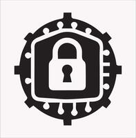 Cyber Security Icons Silhouette on White Background for Secure Designs vector