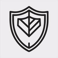 Shield Silhouette Line Icon Graphic on White vector