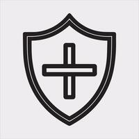 Minimal Shield Line Icon Illustration on White vector