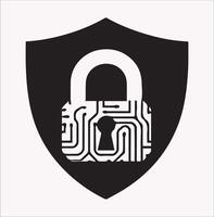 Protective Cyber Security Icon Silhouettes for White Background Design vector